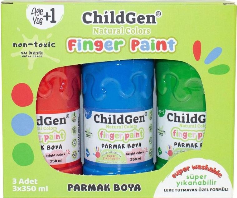 Childgen, farby do malowania palcami, 3-350 ml