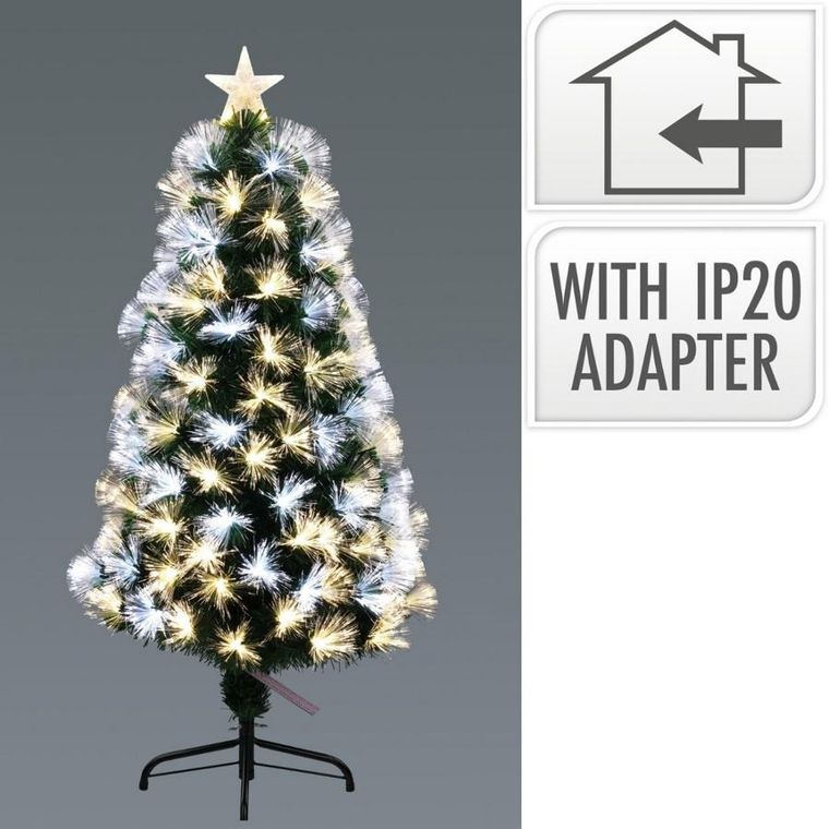 Christmas Decoration, choinka dekoracyjna światłowodowa, ciepły zimny biały, 120 cm