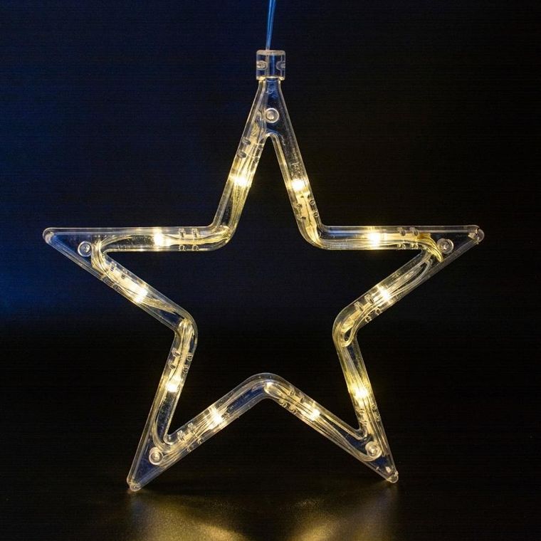 Christmas Decoration, dekoracja świetlna na okno LED, gwiazda, 10 LED
