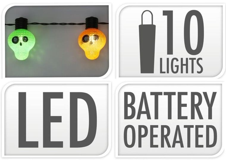 Christmas Decoration, girlanda halloween, czaszki, 10 LED