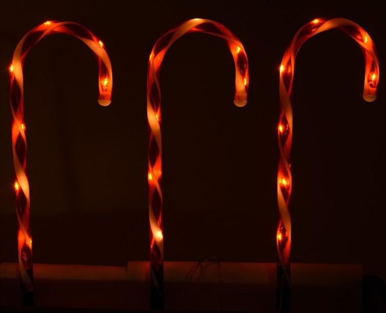 Christmas Decoration, lampki zewnętrzne laski świąteczne, Candy, 6 szt.