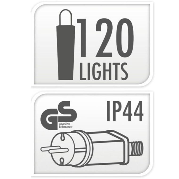 Christmas Decoration, światła z dekoracyjną kulką, ciepły biały, 120 LED