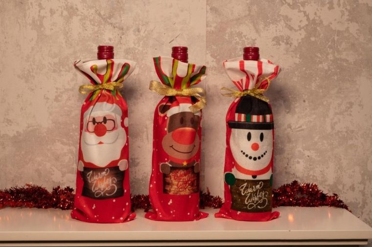 Christmas gifts, torebka świąteczna na butelkę, renifer