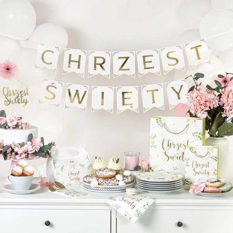 Chrzest Święty, baner, Girlanda, 13 flag, liter, 160 cm