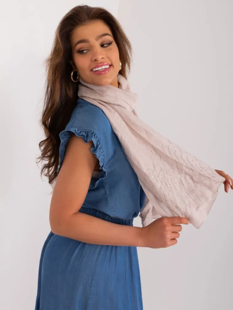 Chustka damska, beżowa, Factory Price