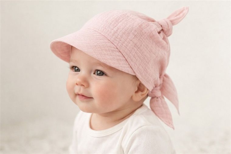 Chustka dziewczęca na głowę, różowa, MimiNu