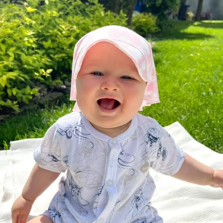 Chustka na głowę dziewczęca, bambusowa, różowa, Eevi