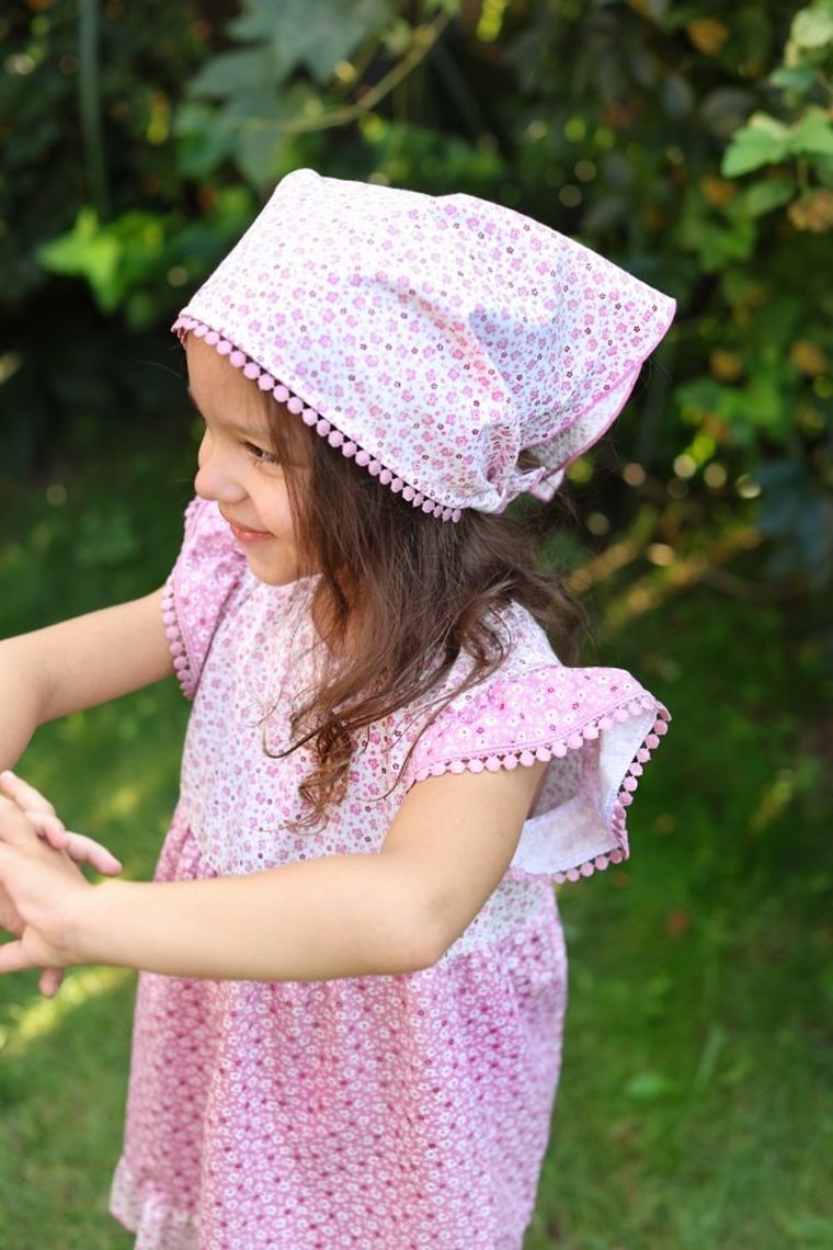 Chustka na głowę dziewczęca, różowa, Marika