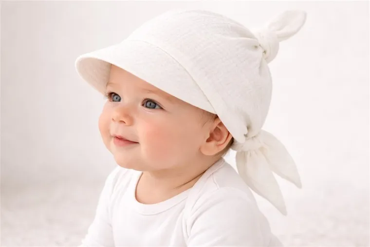 Chustka niemowlęca na głowę, ecru, MimiNu