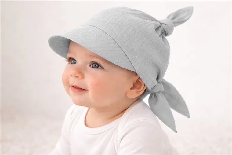 Chustka niemowlęca na głowę, szara, MimiNu