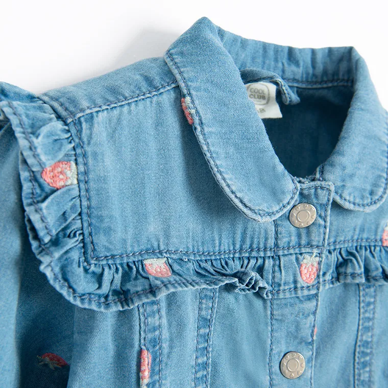 Cienka jeansowa kurtka w truskawki Cool Club