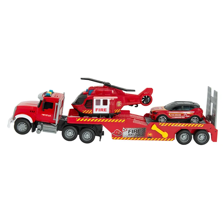 City Fire, straż pożarna, zestaw pojazdów ratunkowych na lawecie, 1:14