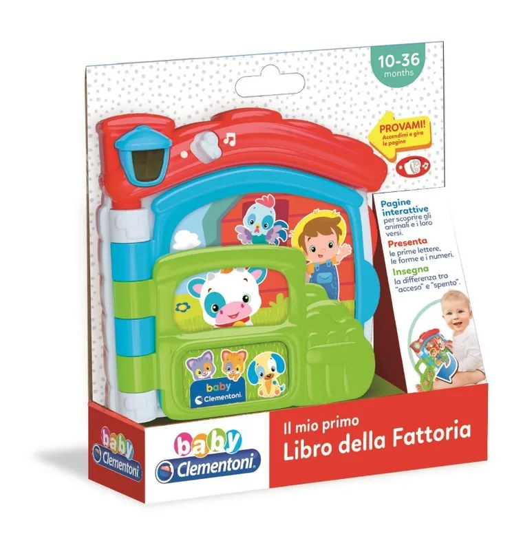 Clementoni, Baby, książeczka farma, książka interaktywna z dźwiękami