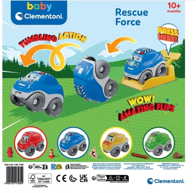 Clementoni, Baby, Przewrotne Samochodziki Ratunkowe, 1 szt.