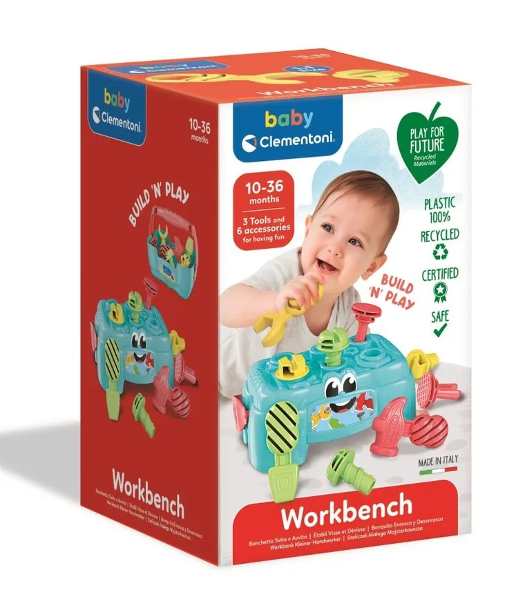 Clementoni, Baby, Stolik majsterkowicza, zestaw narzędzi