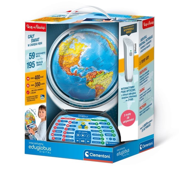 Clementoni, EduGlobus Digital, Mówiący globus, zabawka interaktywna