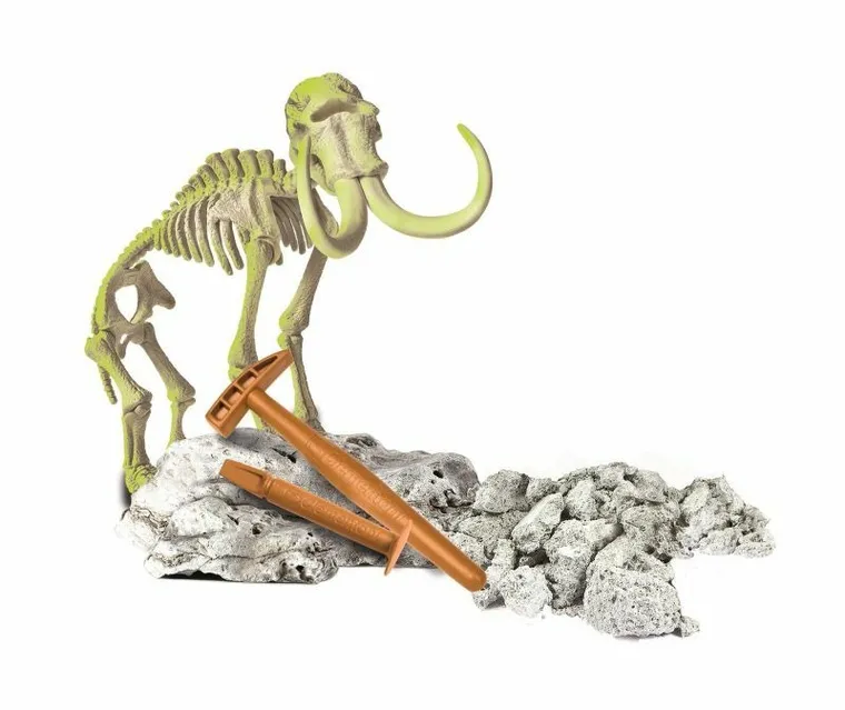 Clementoni, Naukowa Zabawa, skamieniałości, mamut fluorescencyjny, zestaw naukowy