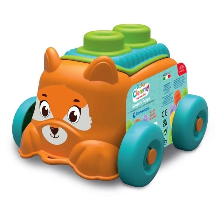 Clementoni, Soft Clemmy, Sensoryczny szczeniak, pojemnik do przenoszenia klocków