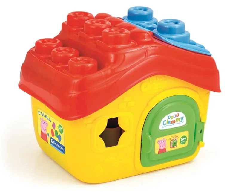 Clementoni, Soft Clemmy, Świnka Peppa, domek z miękkimi klockami