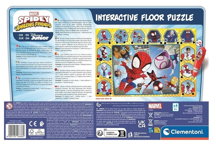 Clementoni, Spidey, interaktywne puzzle podłogowe, 24 elementy