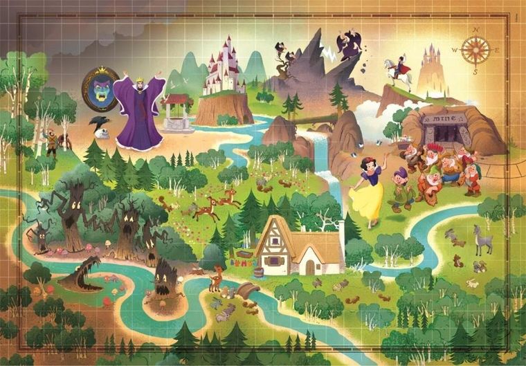 Clementoni, Story Maps, Królewna Śnieżka, puzzle, 1000 elementów