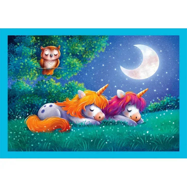 Clementoni, Super Color, Dzień z jednorożcami, puzzle 4w1