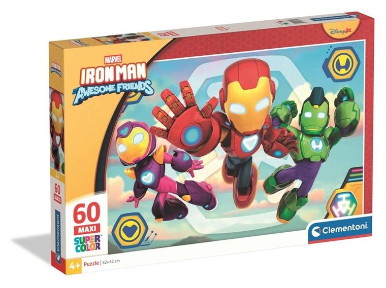 Clementoni, Super Color, Iron Man and His Awesome Friends, puzzle maxi, 60 elementów