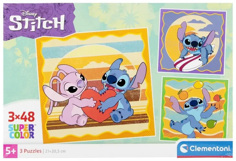 Clementoni, Super Color, Lilo i Stitch, puzzle, 3-48 elementów