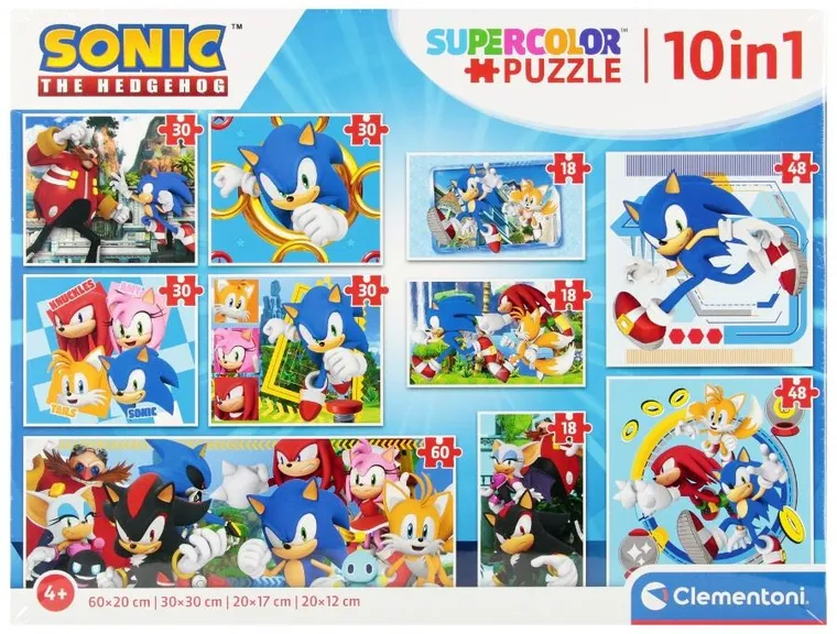 Clementoni, Super Color, Sonic, puzzle, 10w1 elementów