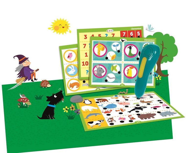 Clementoni, Uczę się bawiąc, Mówiące pióro, 500 Pytań, Zwierzęta, gra edukacyjna