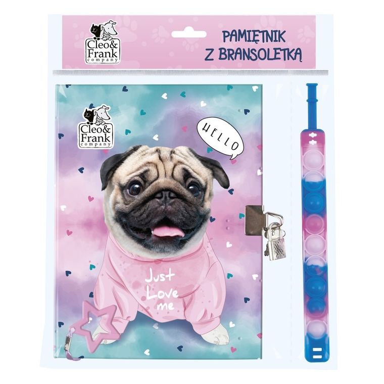 Cleo i Frank, pamiętnik z kłódką, zestaw z bransoletką