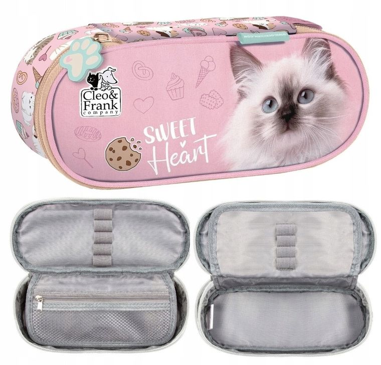 Cleo i Frank, piórnik, owalny, Kot