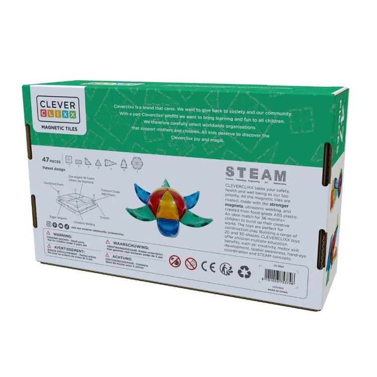 Cleverclixx, Curved Dome Pack Intense, klocki magnetyczne, 47 elementów
