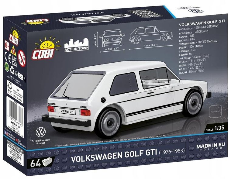Cobi, Action Town, Volkswagen Golf (1976-1983), klocki, 64 elementy