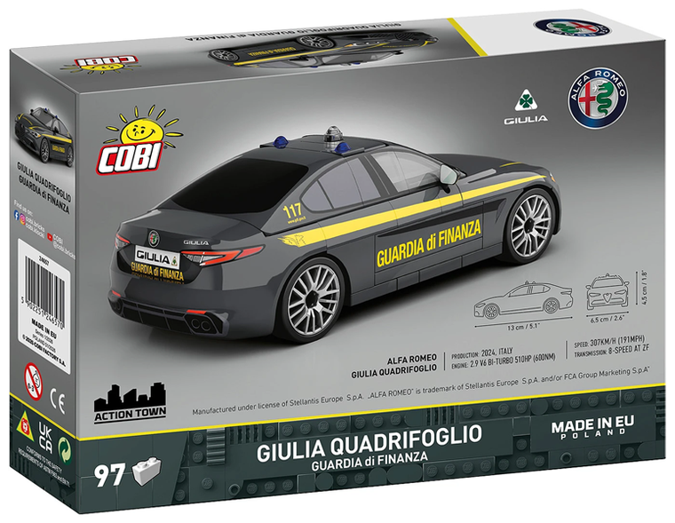 Cobi, Alfa Romeo Giulia Quardrifoglio Guardia di Finanza, klocki, 1:35, 97 elementów