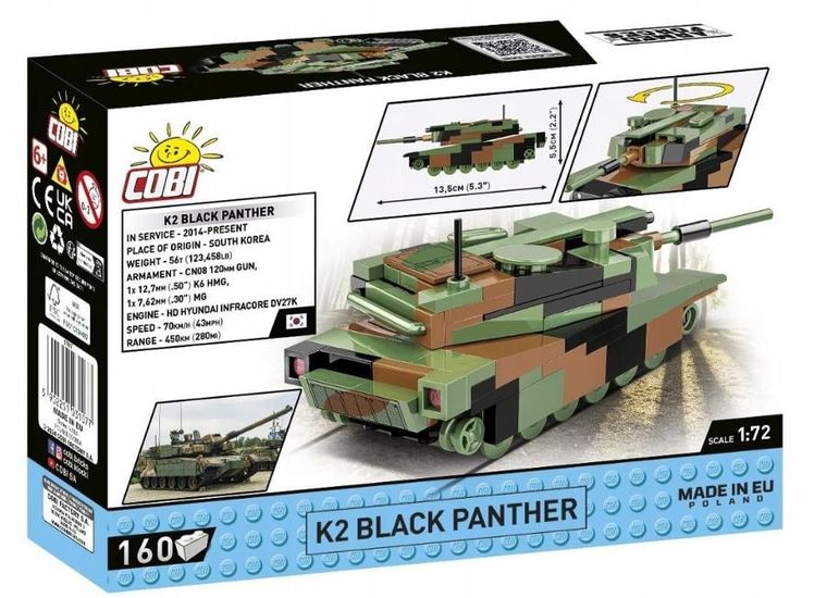Cobi, Armed Forces, K2 Black Panther, klocki, 160 elementów
