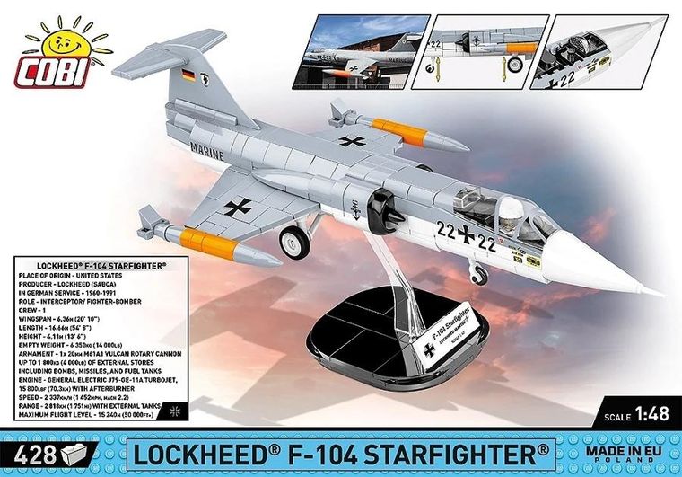 Cobi, Armed Forces, Lockheed F-104 Starfight, klocki, 1:48, 428 elementów