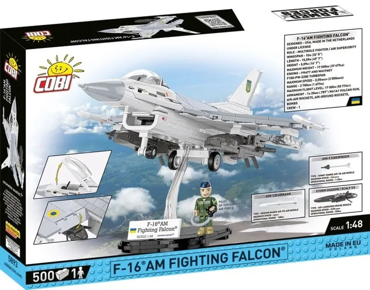 COBI, Armed Forces, Samolot wielozadaniowy F-16AM, Fighting Falcon UA, 500 klocków