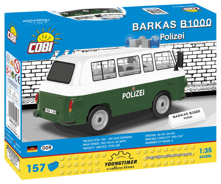 Cobi, Barkas B1000 Polizei, 1:35, klocki, 215 elementów