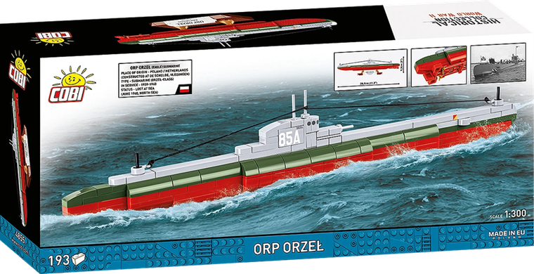 Cobi, Historical Collection, WWII, ORP Orzeł, klocki, 1:300, 193 elementy