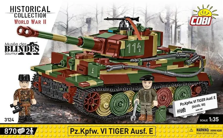 Cobi, Historical Collection WWII, Pz.Kpfw. VI Tiger Ausf. E, klocki, 870 elementów