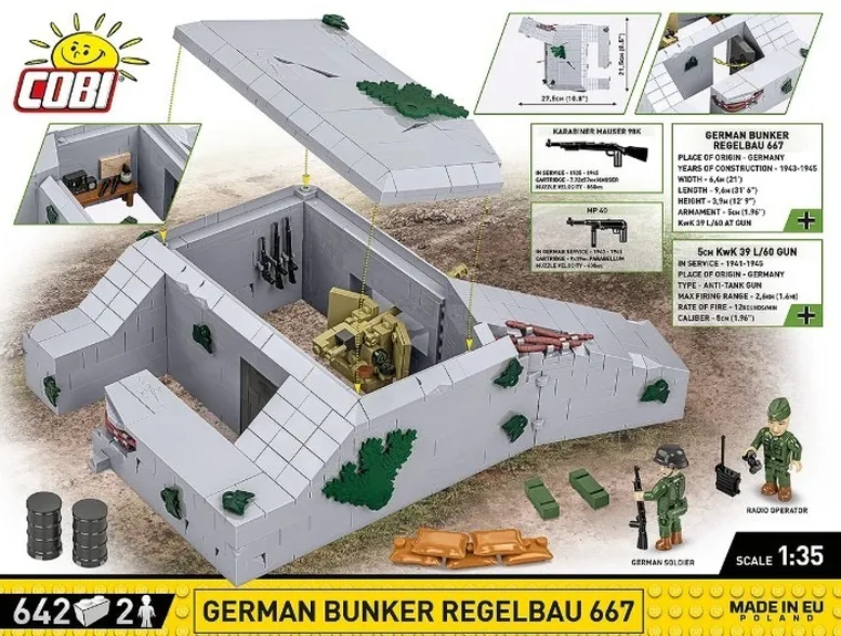 Cobi, Historical Collection WWII, Regelbau 667 German Bunker, klocki, 642 elementy