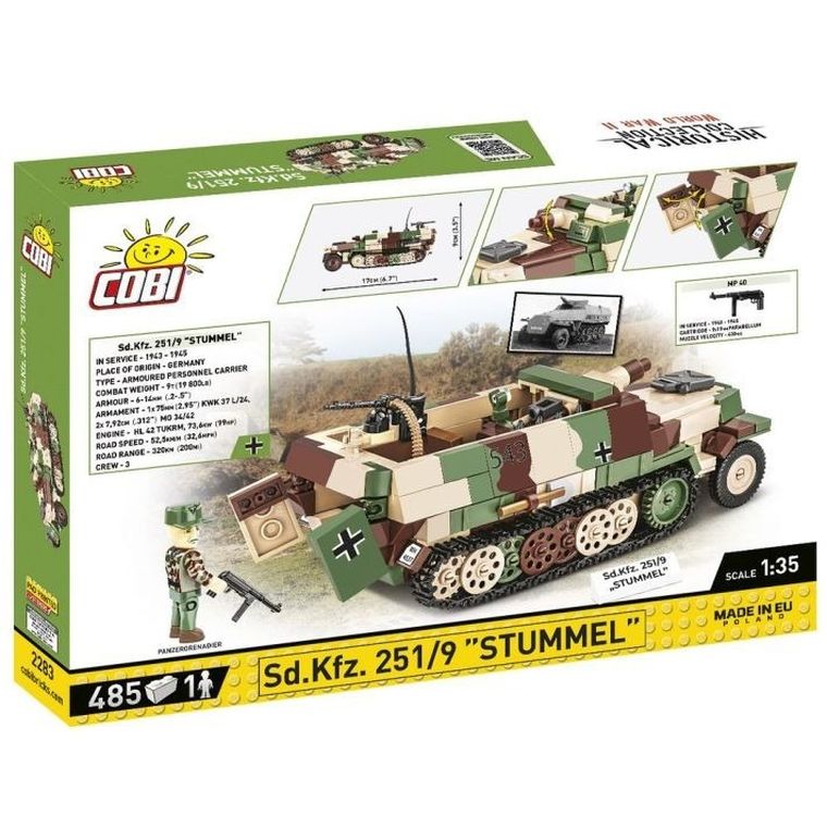 Cobi, Historical Collection WWII, Sd.Kfz. 251/9 Stummel, 1:35, klocki, 486 elementów