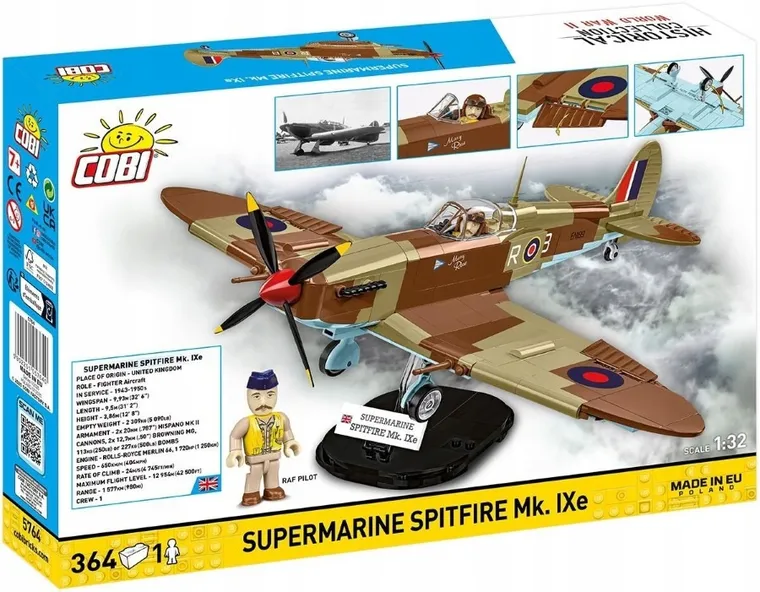 Cobi, Historical Collection WWII, Supermarine Spitfire Mk.IX E, klocki, 364 elementy