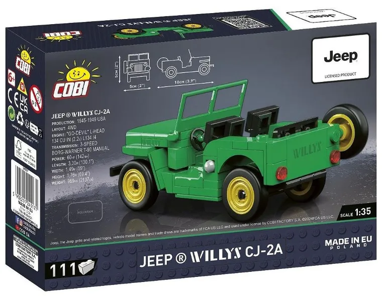 Cobi, Youngtimer, Jeep Willys CJ-2A, 1:35, klocki, 111 elementów