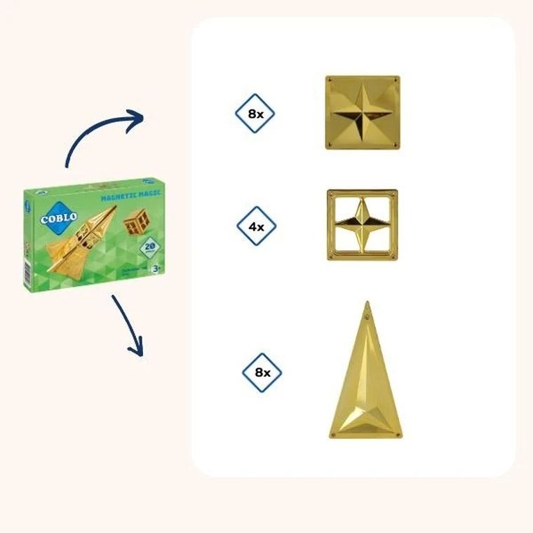 Coblo, Gold, klocki magnetyczne, 20 elementów