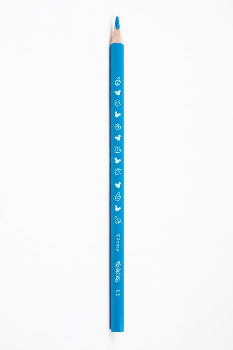 Colorino, Myszka Miki, kredki ołówkowe, trójkątne, 12+1 kredka złota/srebrna, temperówka