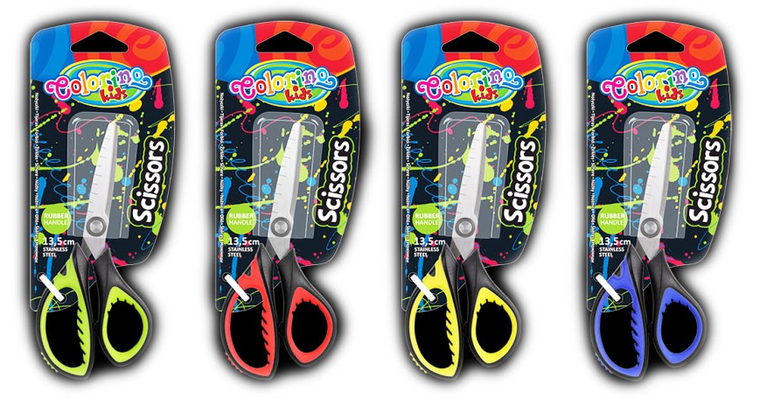 Colorino, nożyczki z gumową rączką, 13,8 cm