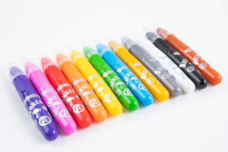 Colorino, The Avengers, wykręcane żelowe kredki w sztyfcie, 12 kolorów