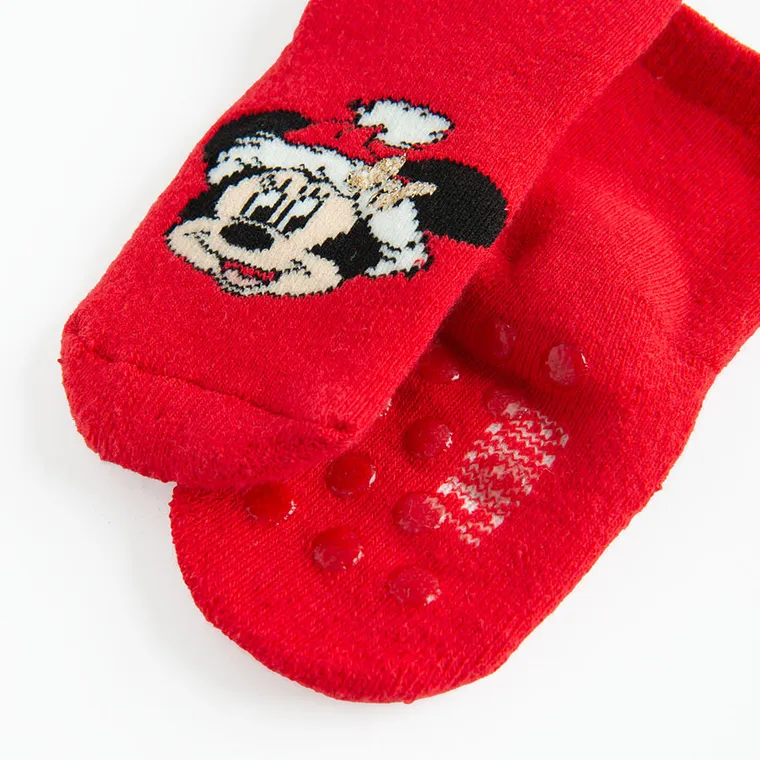 Cool Club, Antypoślizgowe skarpetki dziewczęce, czerwone, Myszka Minnie